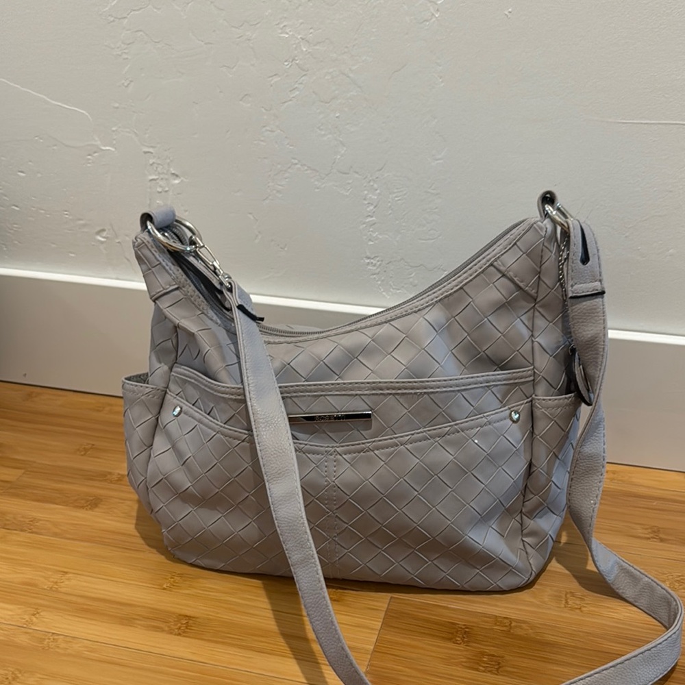 Gray Quilted Shoulder Bag